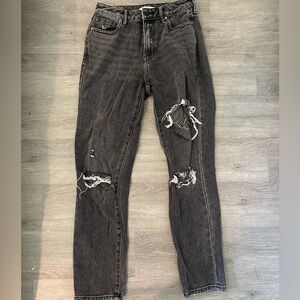 Black, washed, ripped pacsun mom jeans